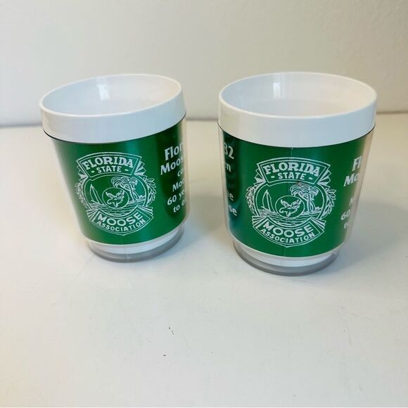Moosehaven VTG 60 Year service Set Of 2 Plastic Stacking Thermal Mugs 10 Oz. - Picture 2 of 7
